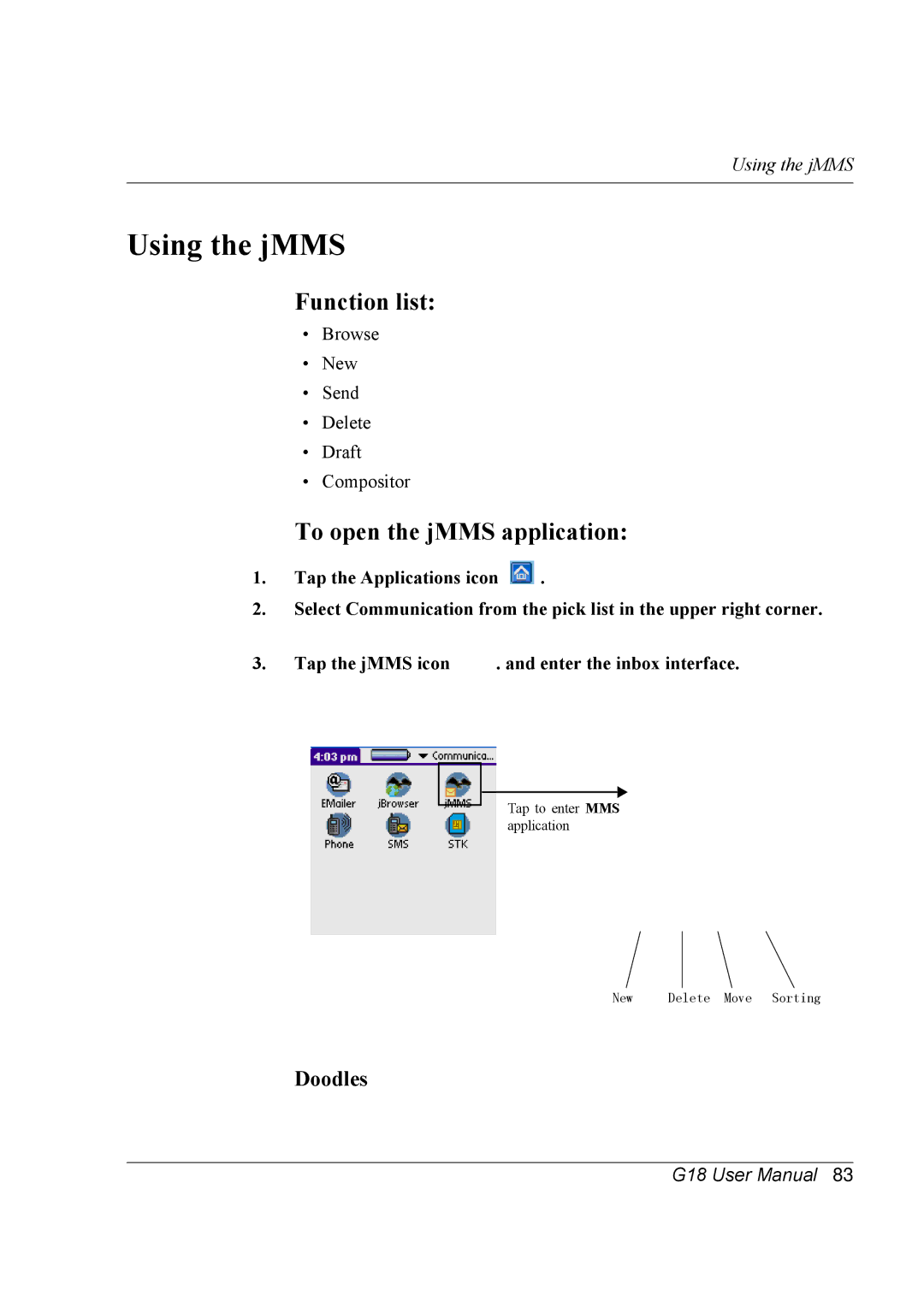 Palm G18 user manual Using the jMMS, To open the jMMS application 