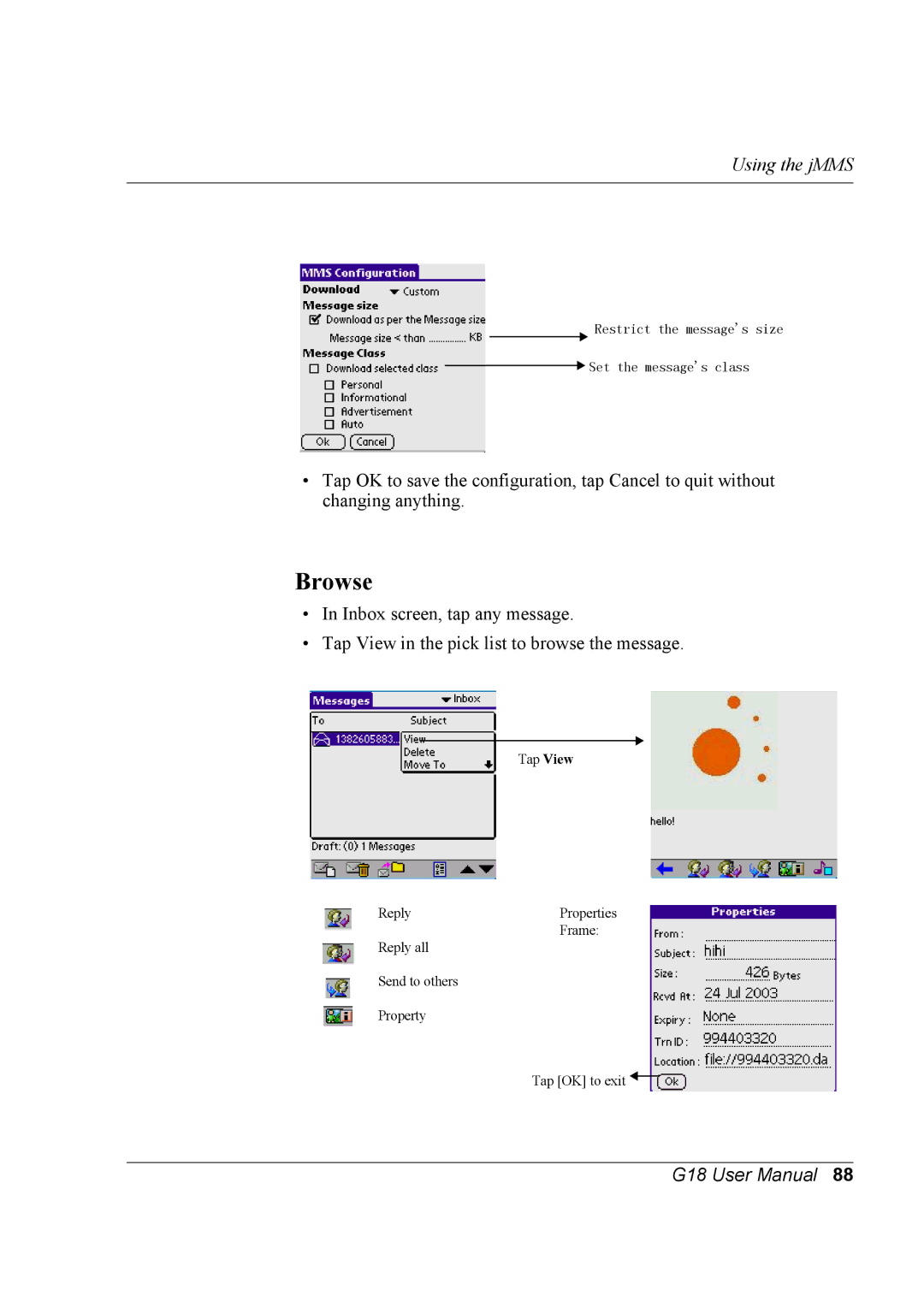 Palm G18 user manual Browse 