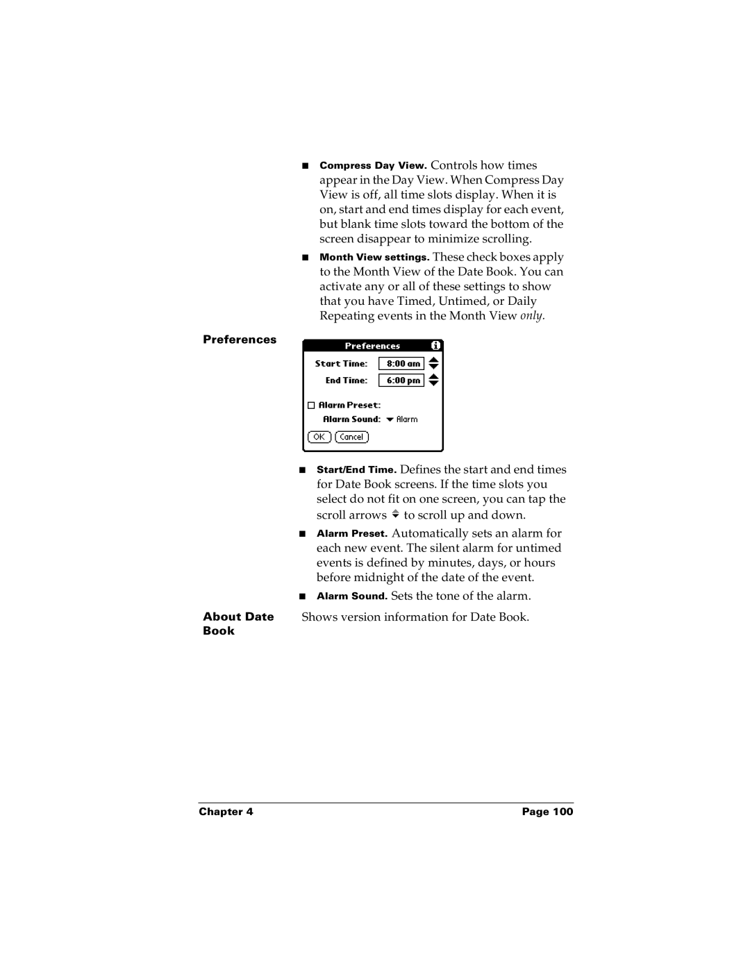 Palm m100 manual Preferences 