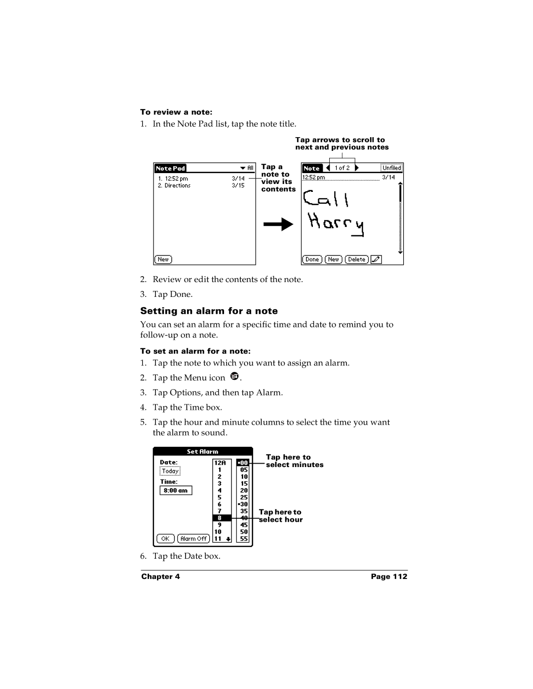 Palm m100 manual Setting an alarm for a note 