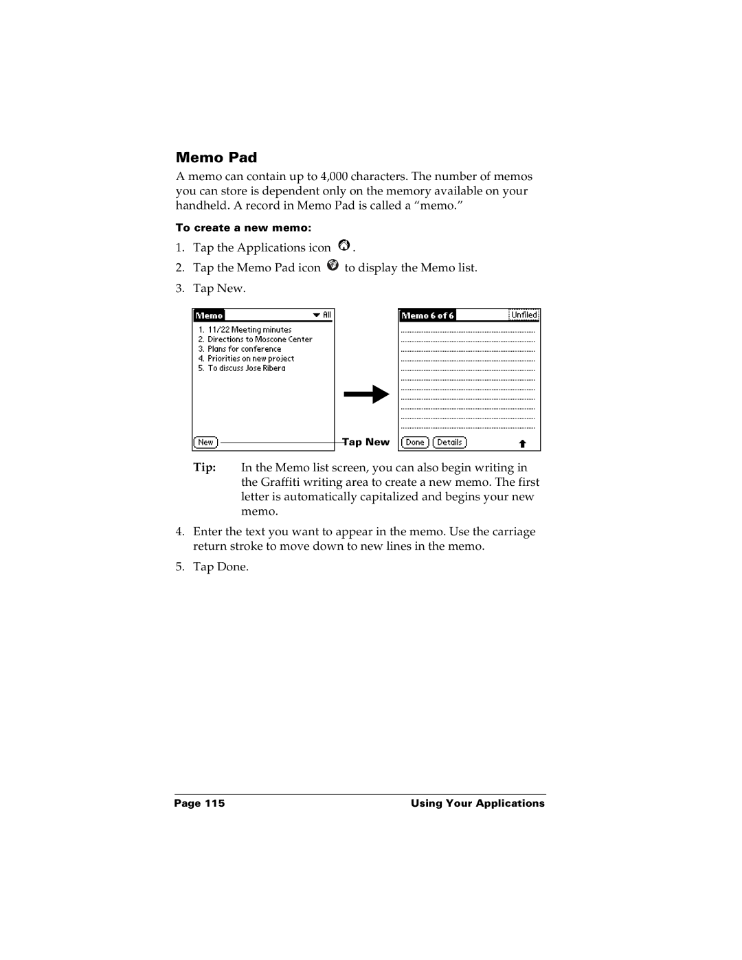 Palm m100 manual To create a new memo 