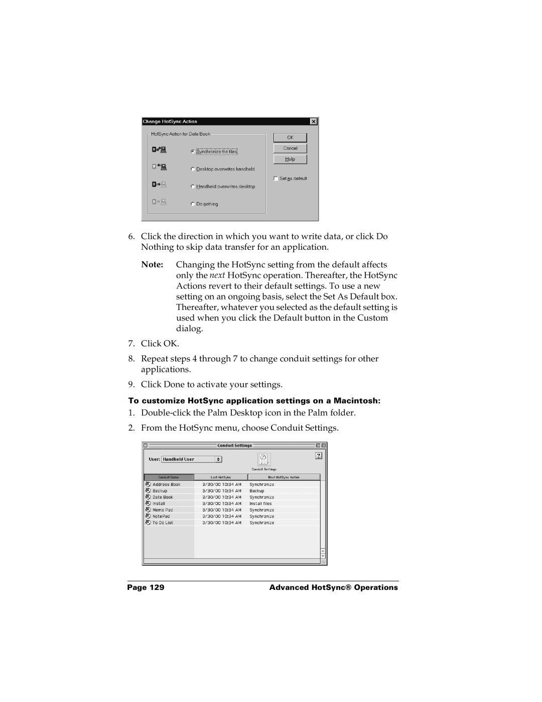 Palm m100 manual To customize HotSync application settings on a Macintosh 