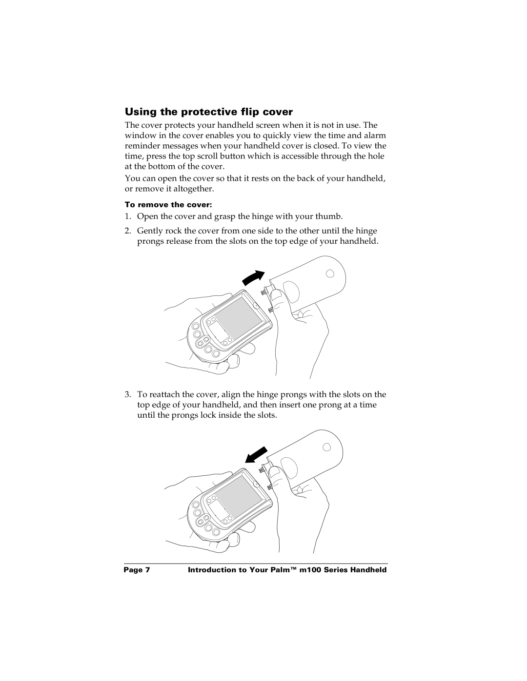 Palm m100 manual Using the protective flip cover 