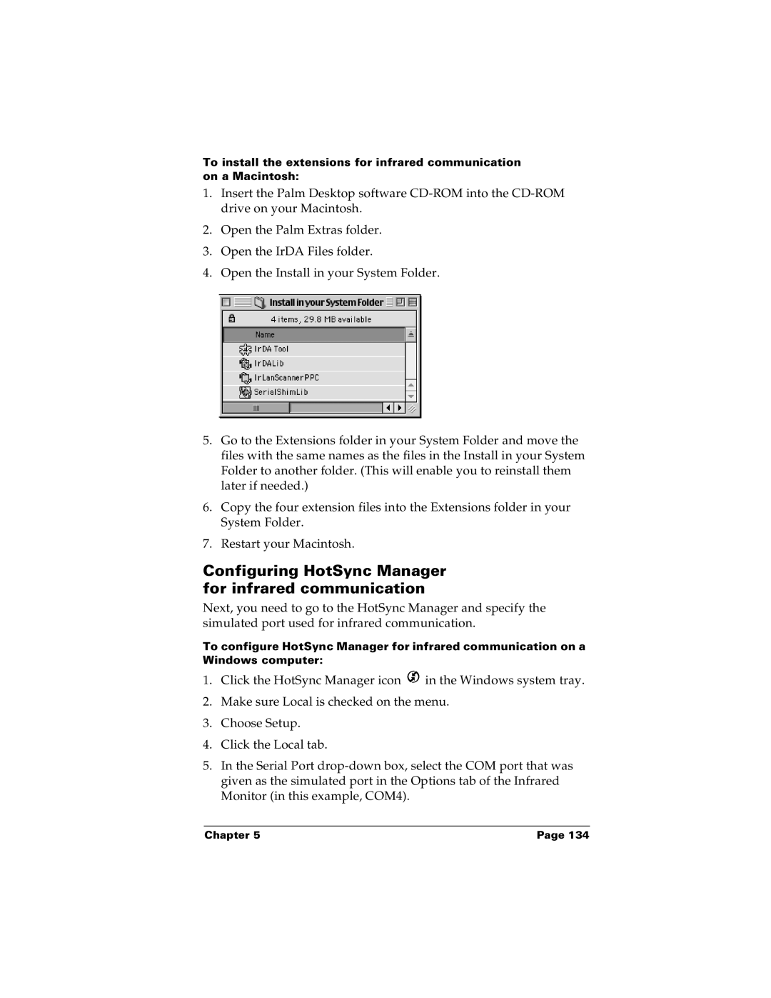 Palm m100 manual Configuring HotSync Manager for infrared communication 