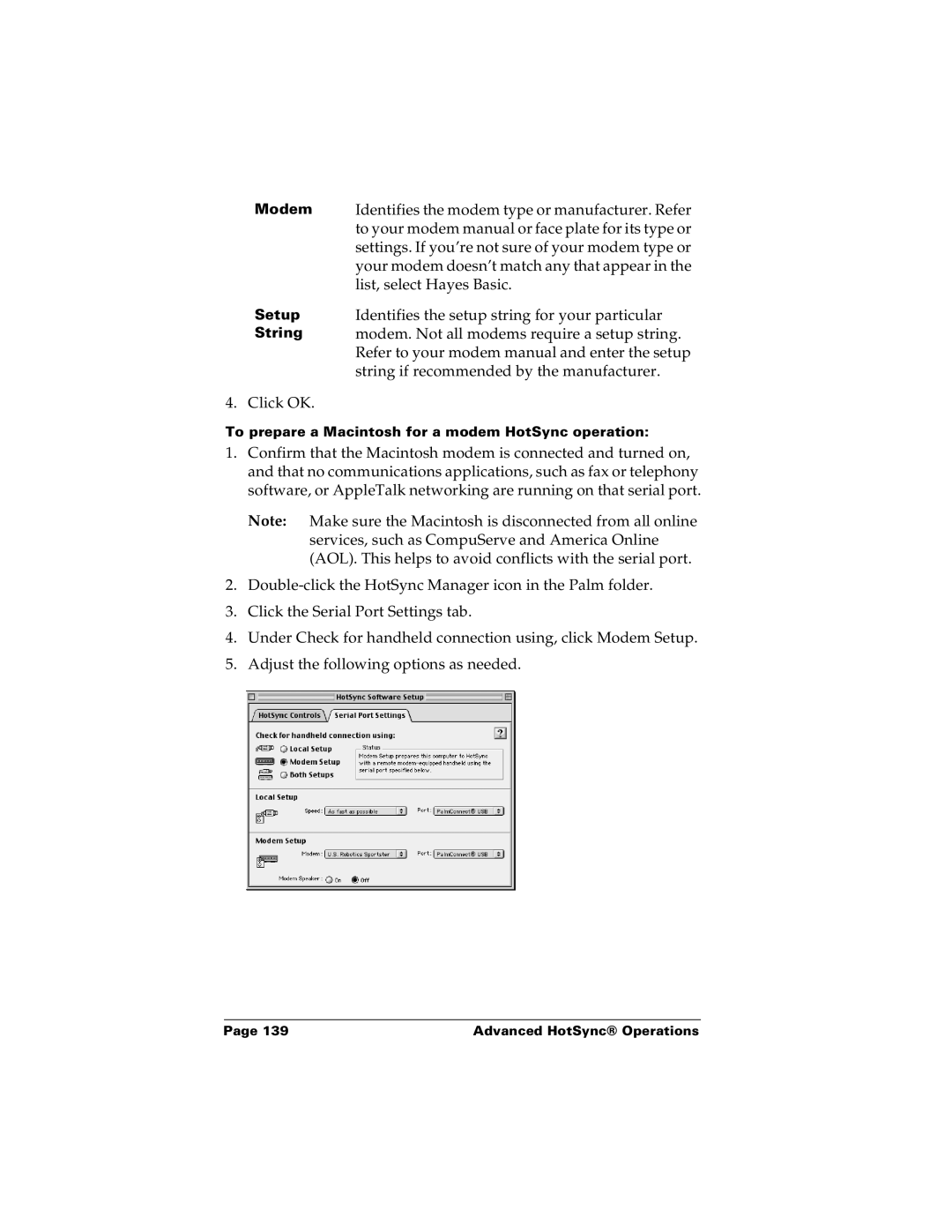 Palm m100 manual Identifies the modem type or manufacturer. Refer 