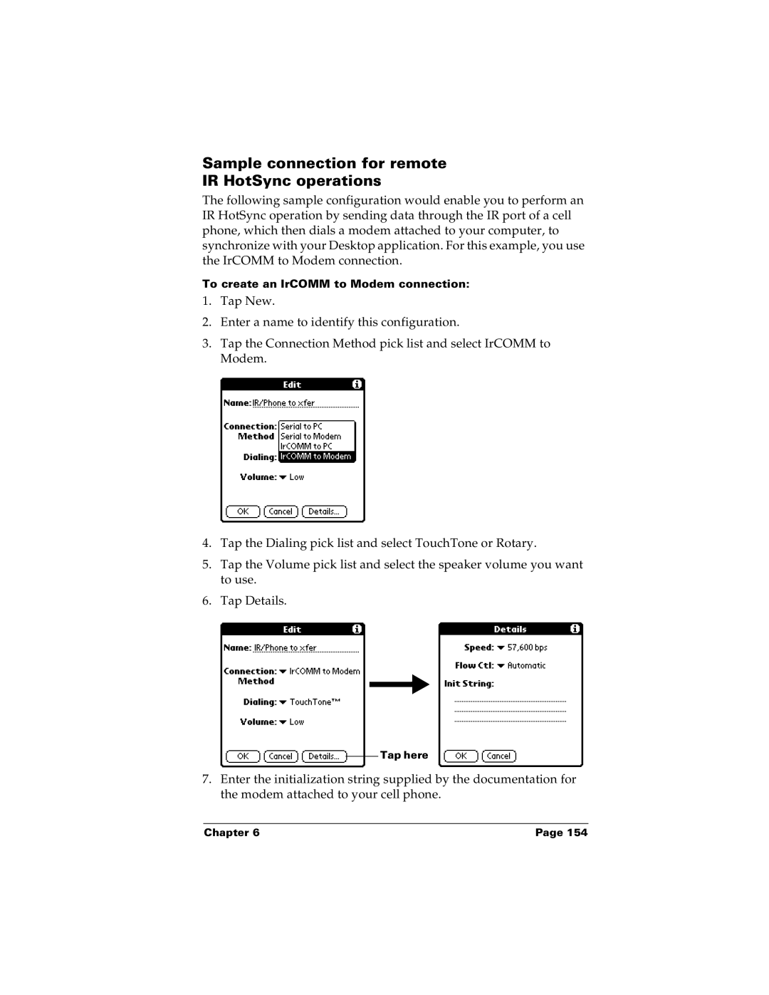 Palm m100 manual Sample connection for remote IR HotSync operations 