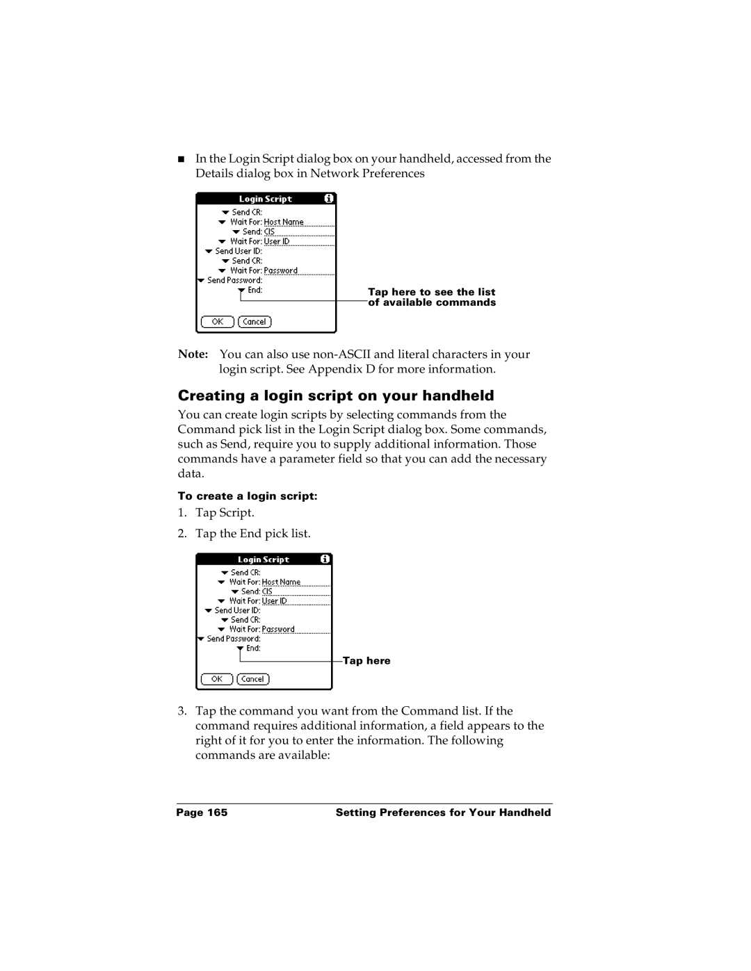 Palm m100 manual Creating a login script on your handheld 