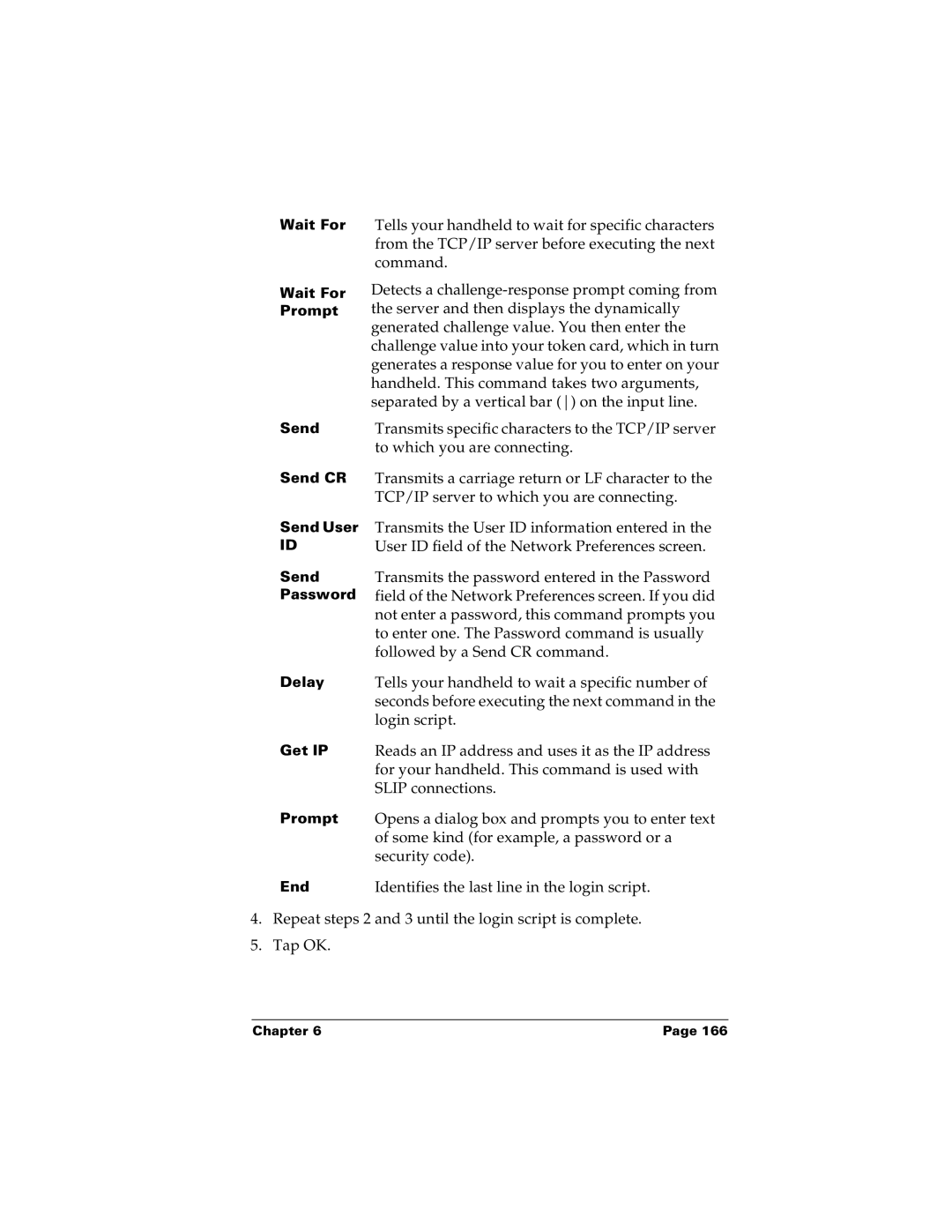 Palm m100 manual Transmits specific characters to the TCP/IP server 