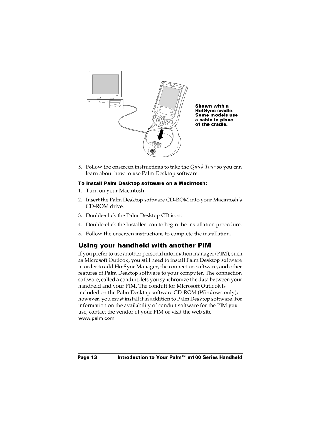 Palm m100 manual Using your handheld with another PIM 