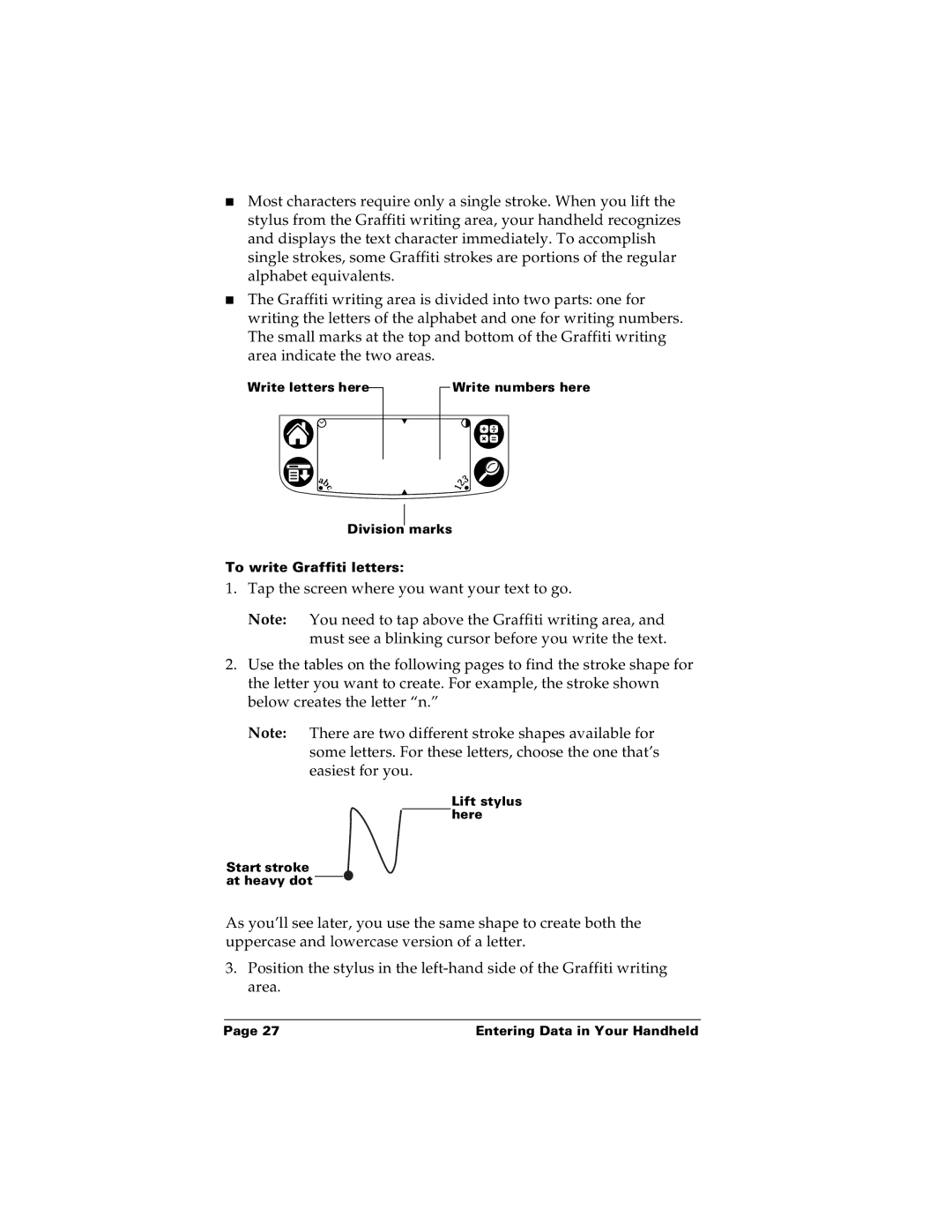 Palm m100 manual To write Graffiti letters 