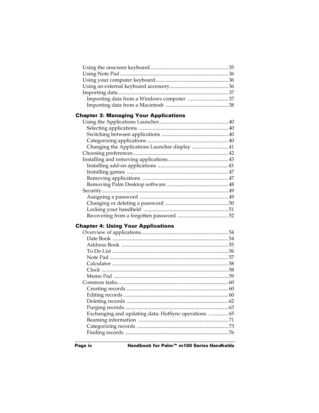 Palm m100 manual Managing Your Applications 