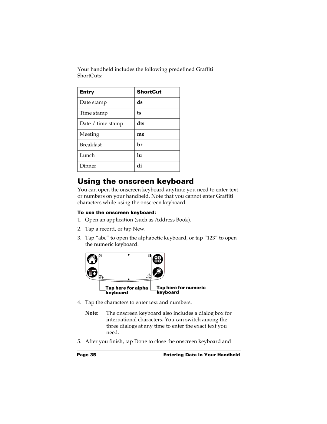 Palm m100 manual Using the onscreen keyboard 