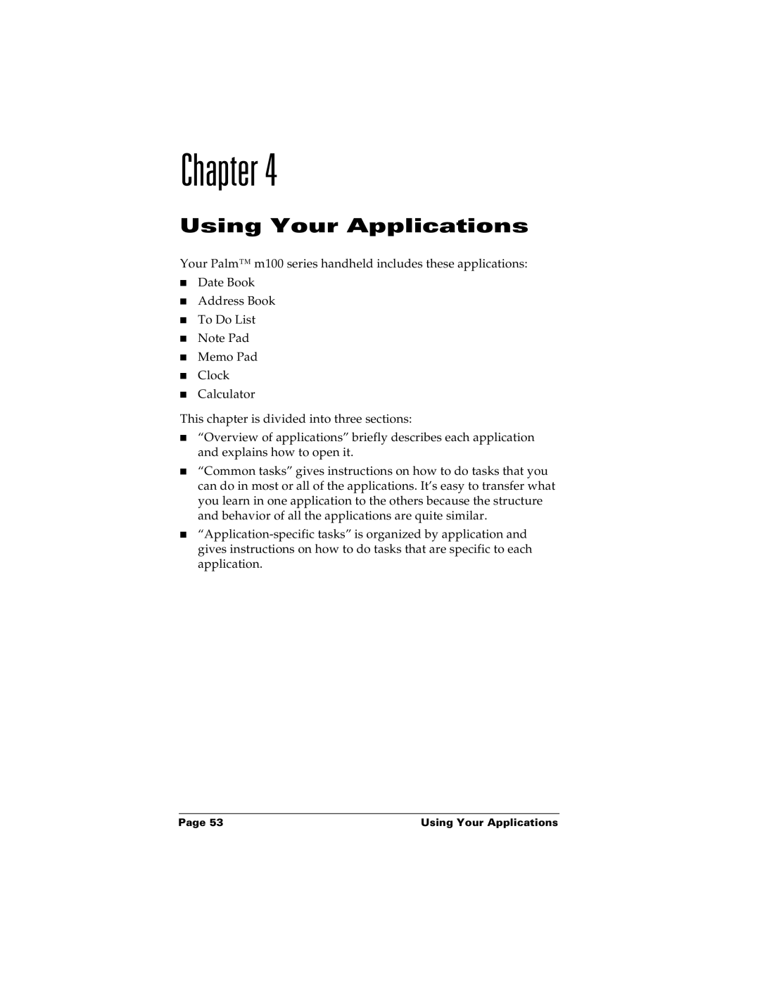 Palm m100 manual Using Your Applications 