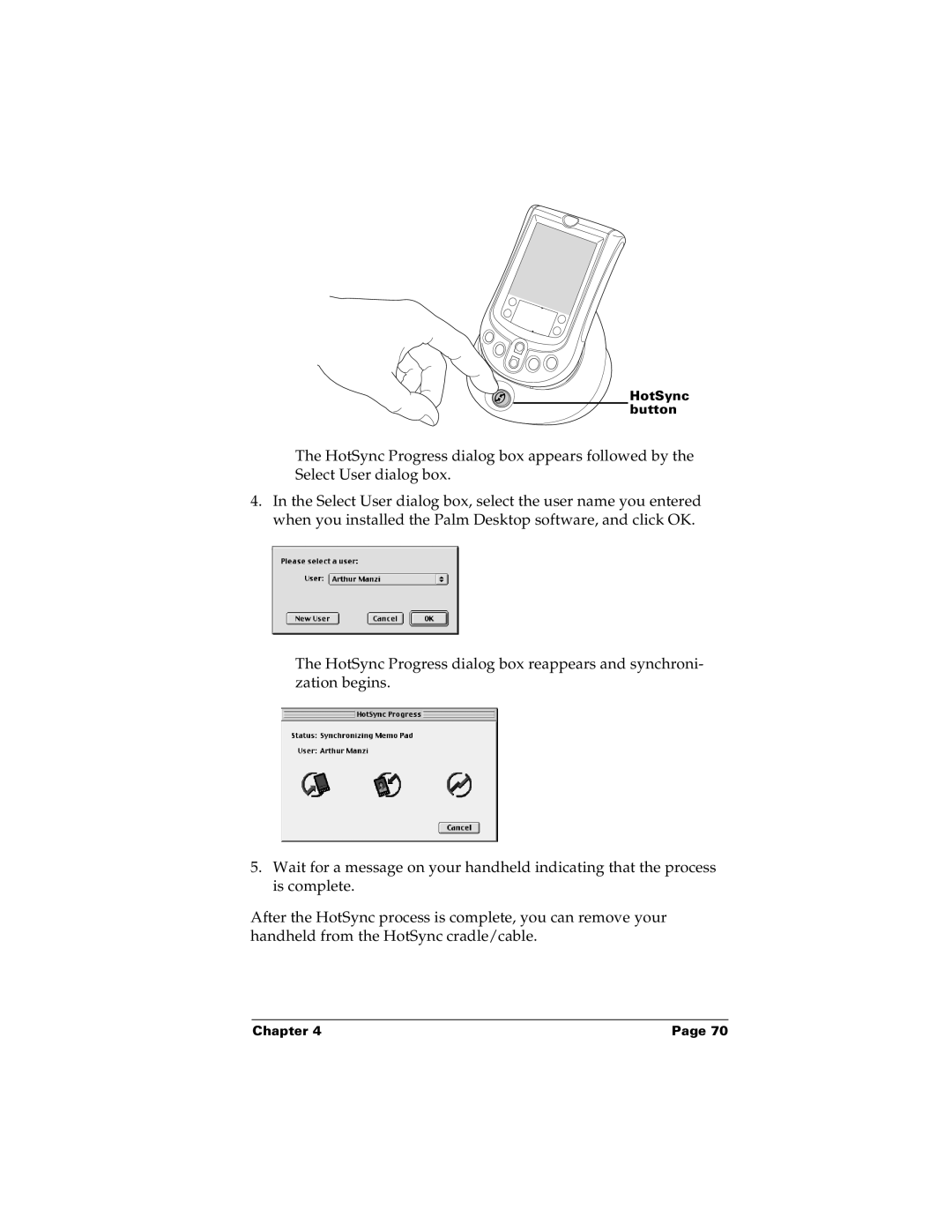 Palm m100 manual HotSync button 