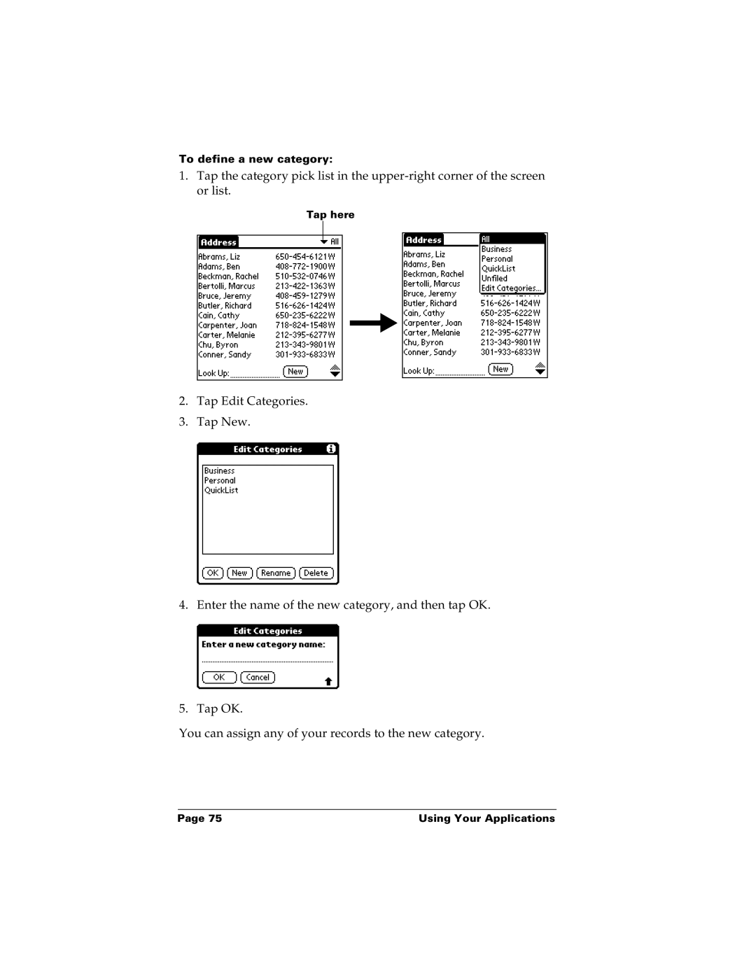 Palm m100 manual To define a new category 