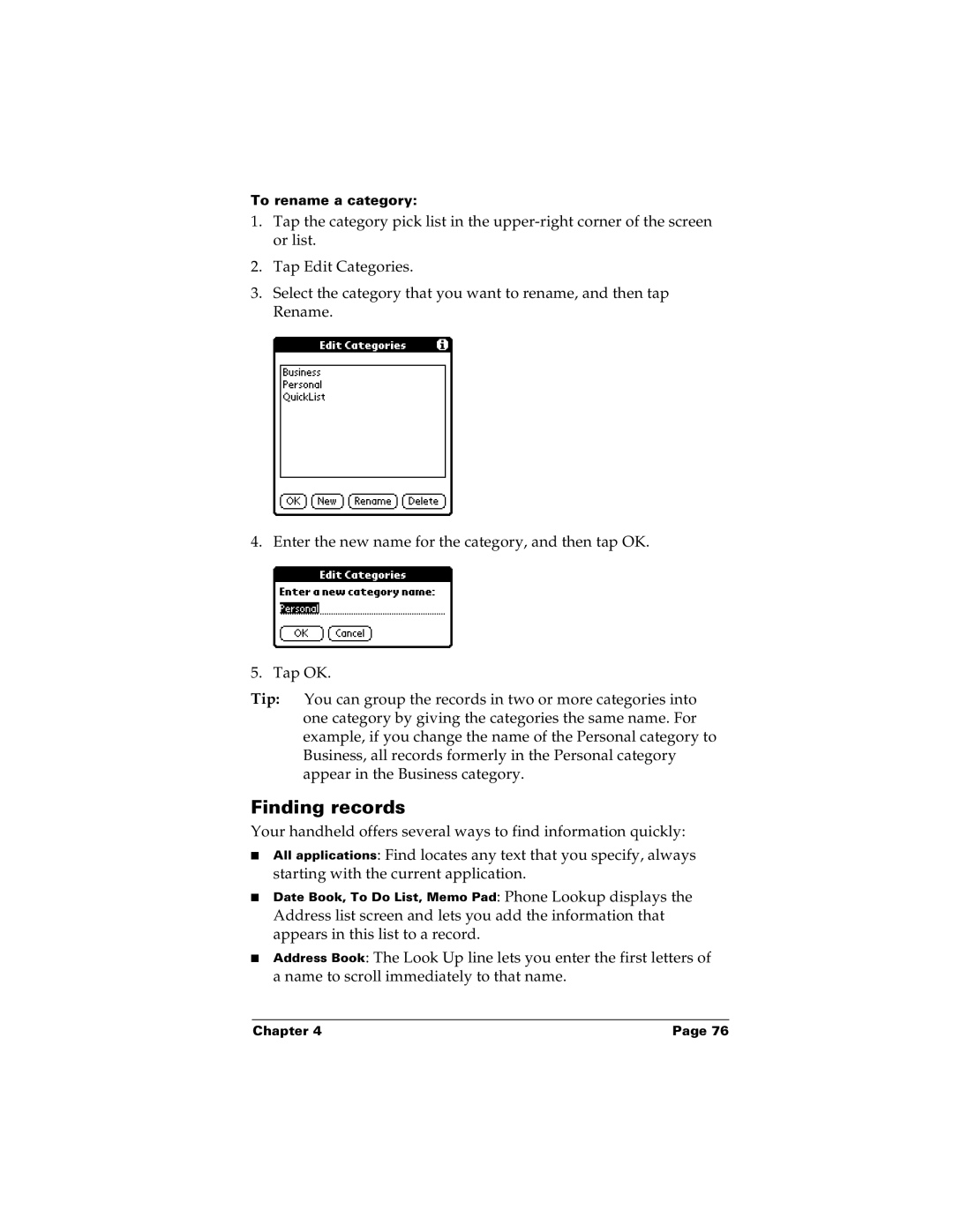 Palm m100 manual Finding records 