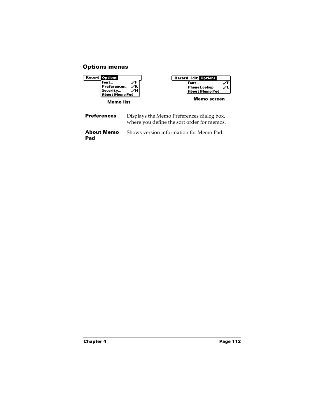 Palm m100 manual Memo list Memo screen 