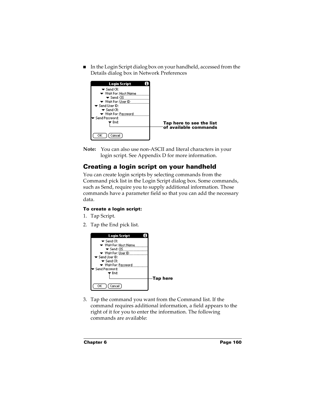 Palm m100 manual Creating a login script on your handheld 