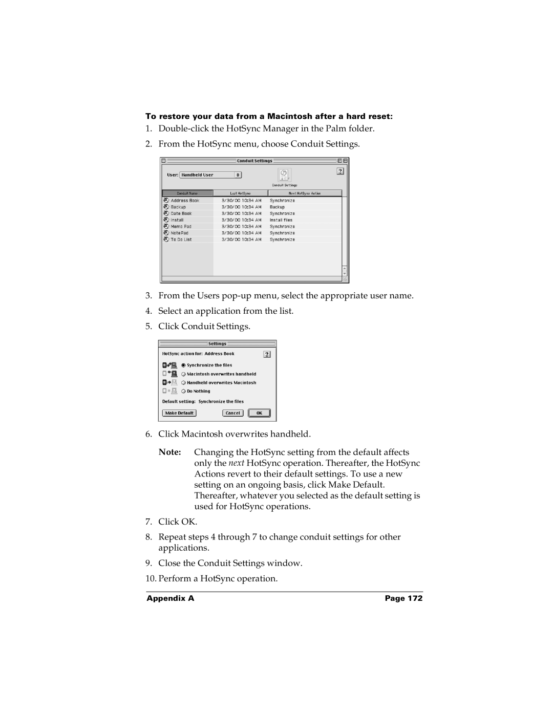 Palm m100 manual To restore your data from a Macintosh after a hard reset 