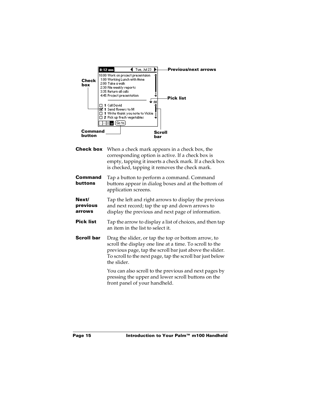 Palm m100 manual When a check mark appears in a check box 