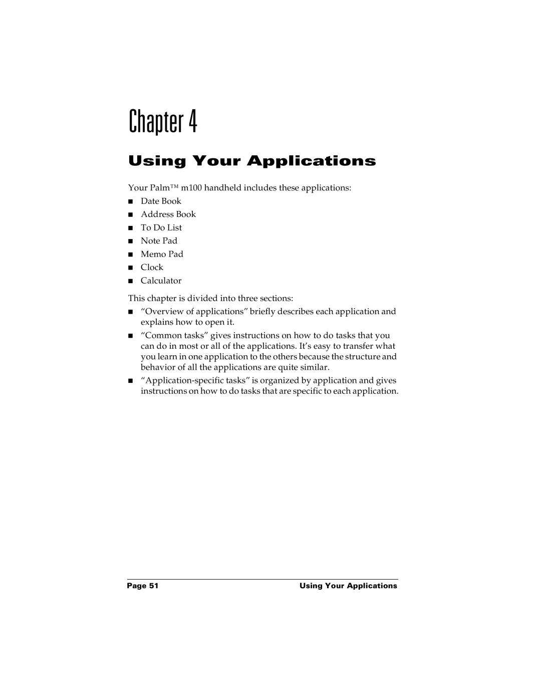 Palm m100 manual Using Your Applications 