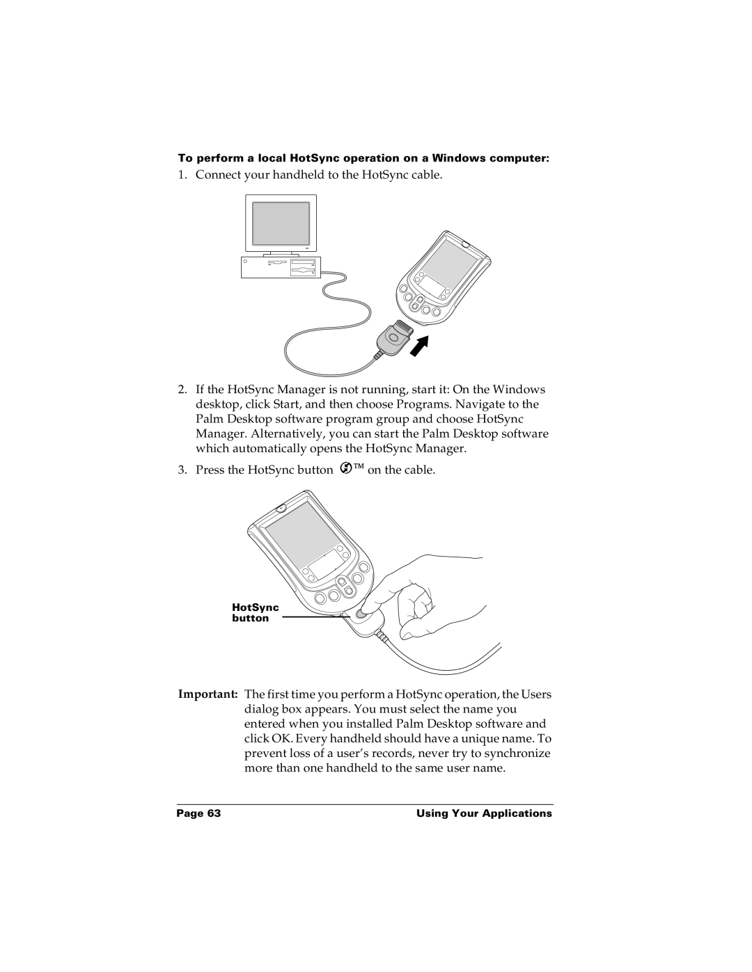 Palm m100 manual To perform a local HotSync operation on a Windows computer 