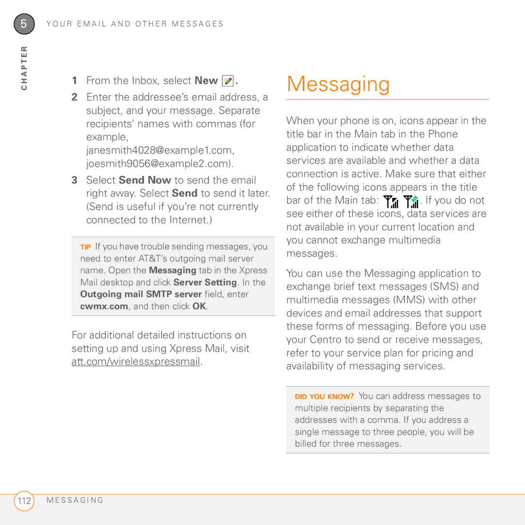 Palm PDA CentroTM Smart Device manual Messaging 