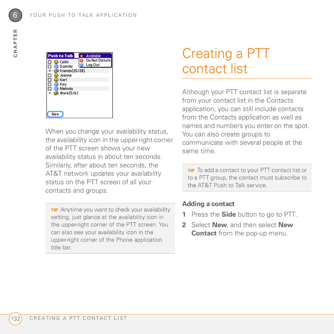 Palm PDA CentroTM Smart Device manual Creating a PTT contact list, Adding a contact 