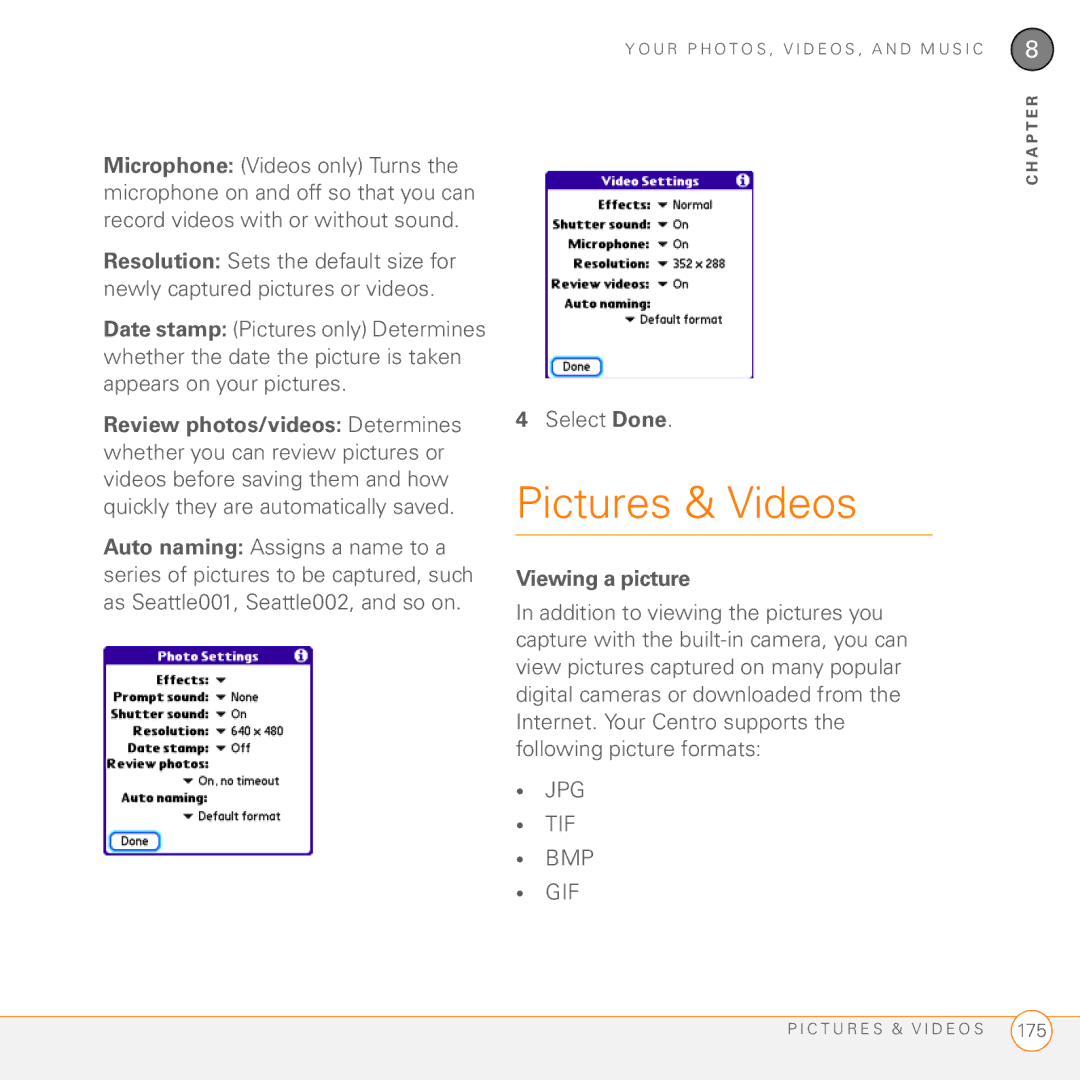 Palm PDA CentroTM Smart Device manual Pictures & Videos, Viewing a picture 