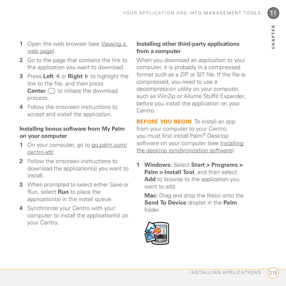 Palm PDA CentroTM Smart Device manual Installing bonus software from My Palm on your computer 