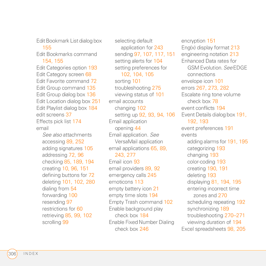 Palm PDA CentroTM Smart Device manual 155, Sending 97, 107, 117, 154, 102, 104, Errors 267, 273, Setting up 92, 93, 94, 243 