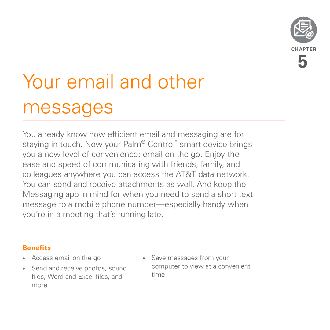 Palm PDA CentroTM Smart Device manual Your email and other messages 