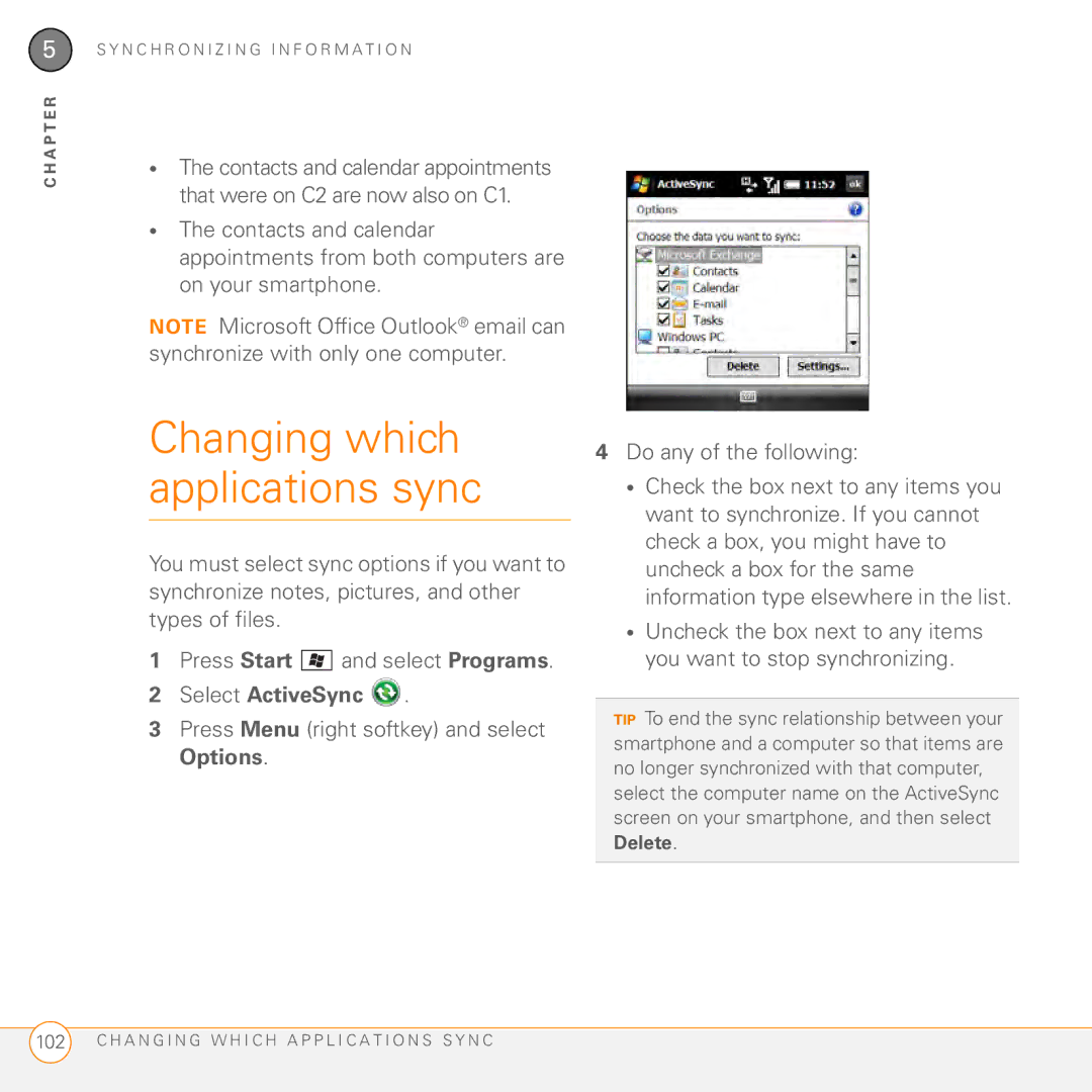 Palm PMG0501000P manual Changing which applications sync 