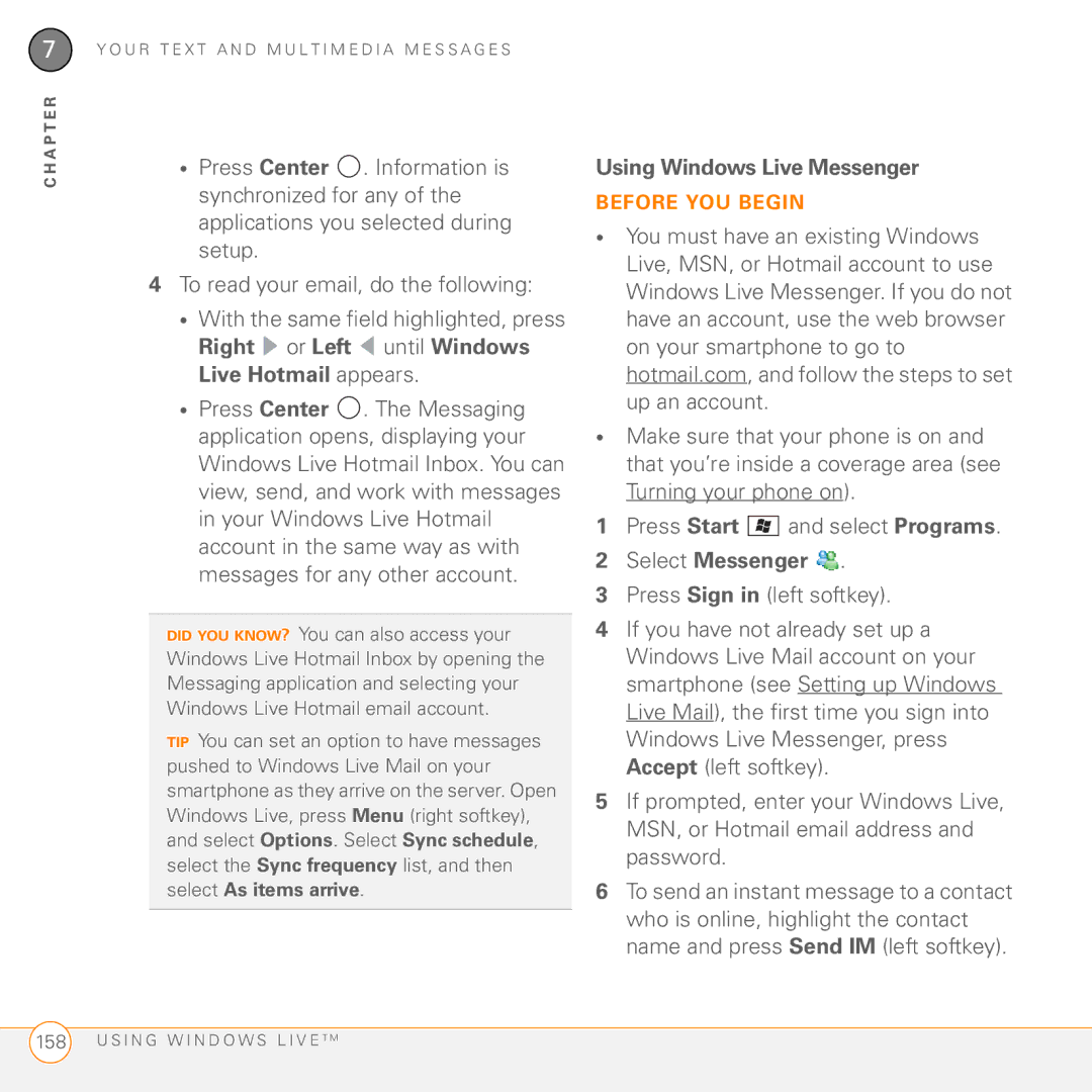 Palm PMG0501000P manual Using Windows Live Messenger, Select Messenger 
