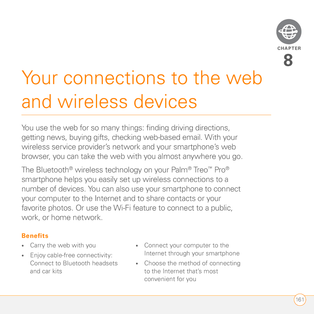 Palm PMG0501000P manual Your connections to the web and wireless devices 