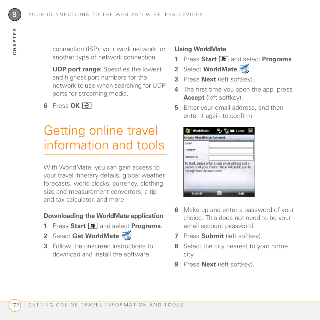 Palm PMG0501000P Getting online travel information and tools, Using WorldMate, Select WorldMate, Select Get WorldMate 