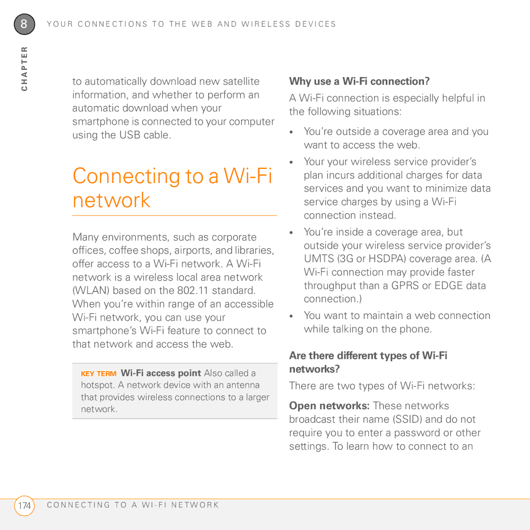 Palm PMG0501000P Connecting to a Wi-Fi network, Why use a Wi-Fi connection?, Are there different types of Wi-Fi networks? 