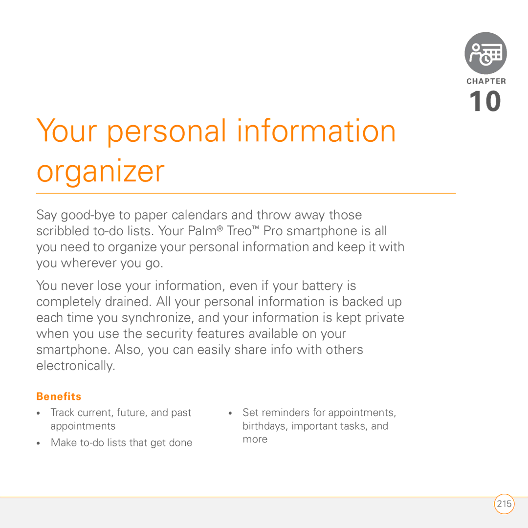 Palm PMG0501000P manual Your personal information organizer 