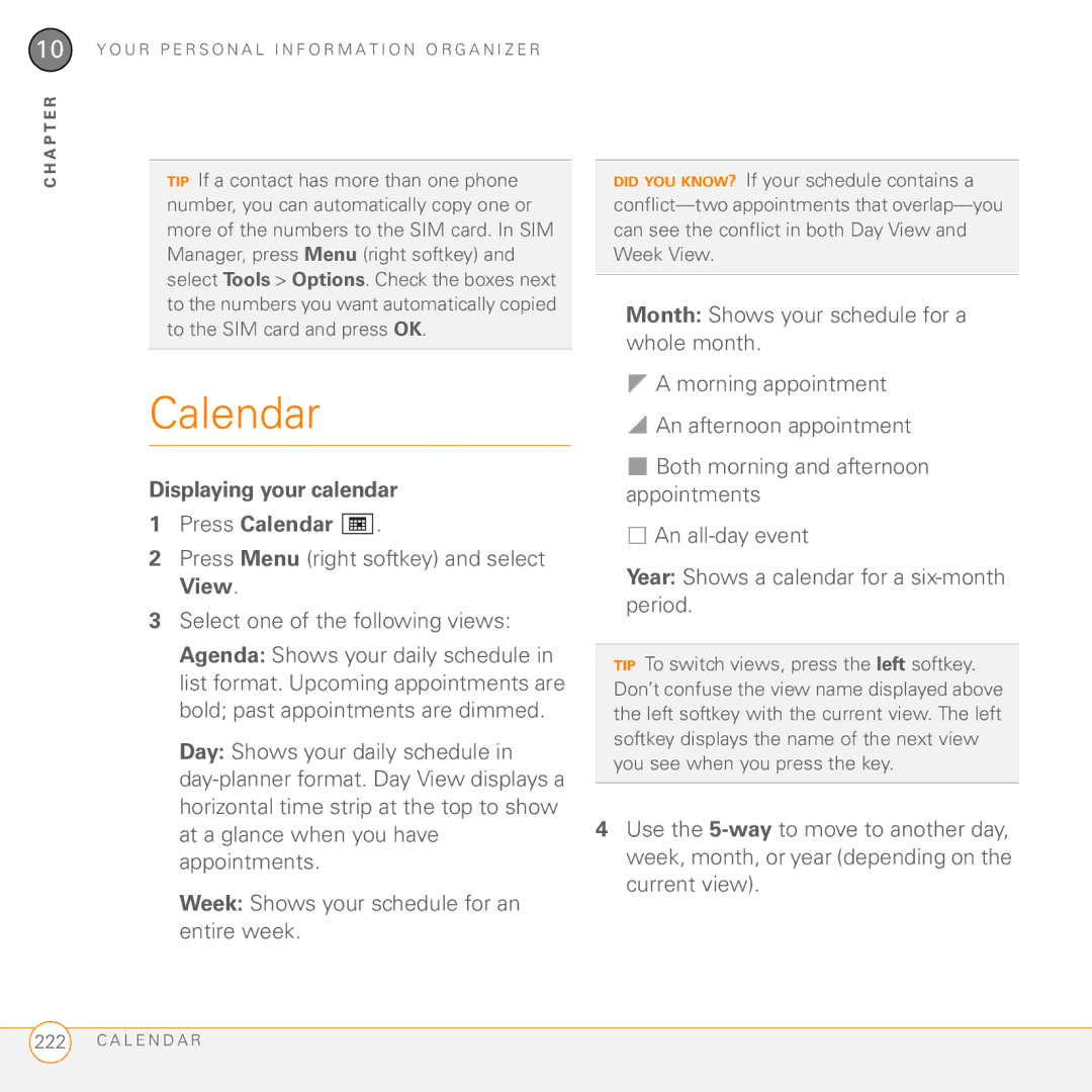 Palm PMG0501000P manual Displaying your calendar Press Calendar 