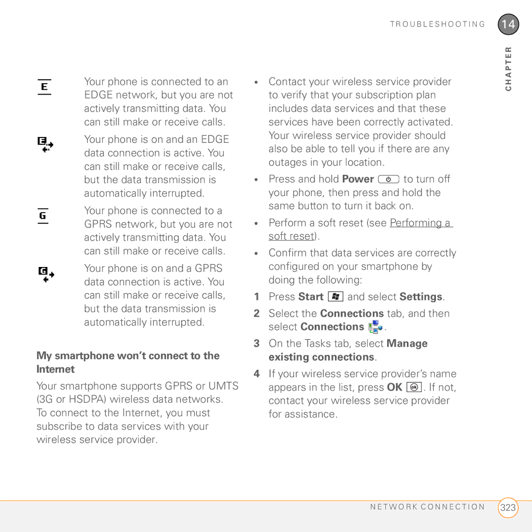 Palm PMG0501000P manual My smartphone won’t connect to the Internet 