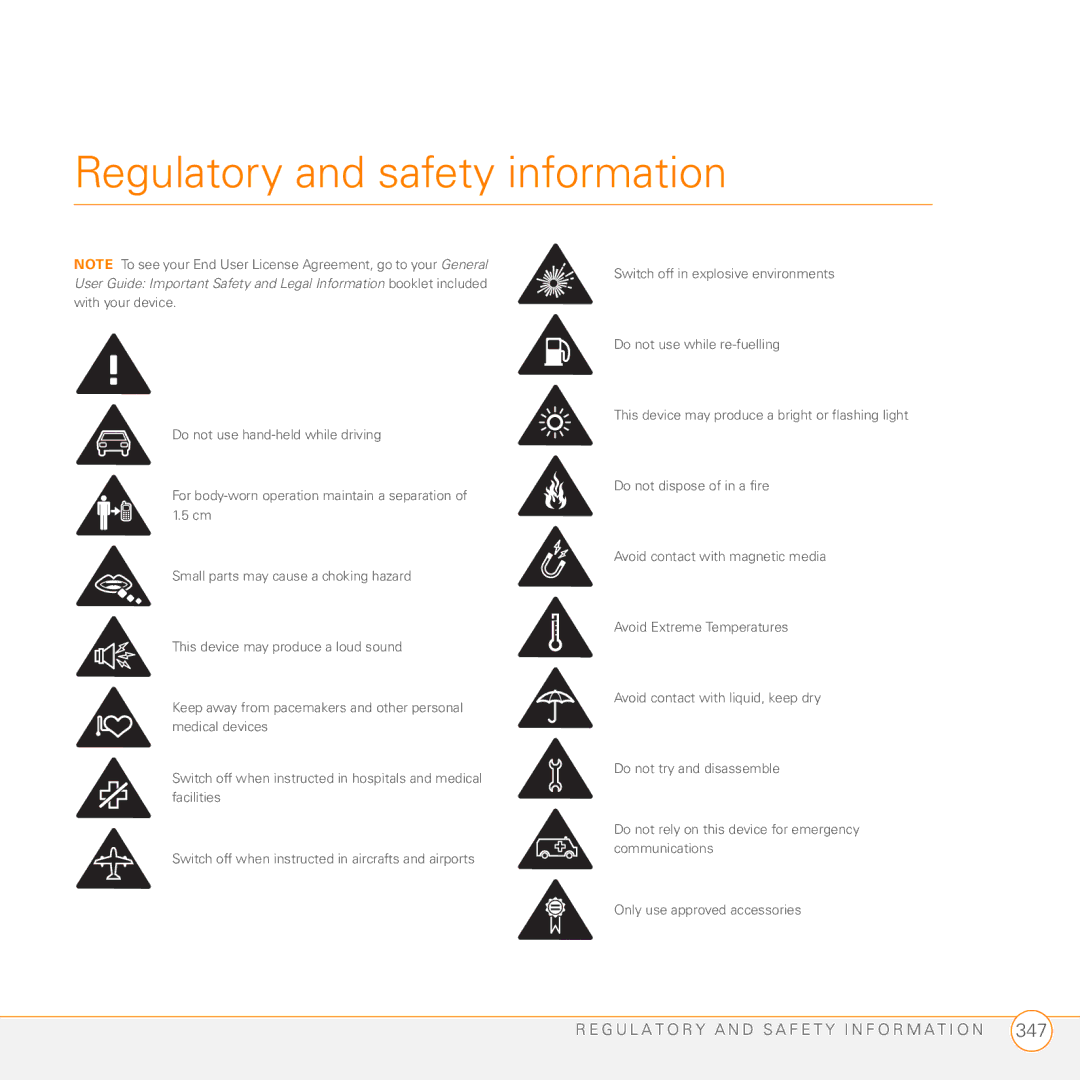 Palm PMG0501000P manual Regulatory and safety information 