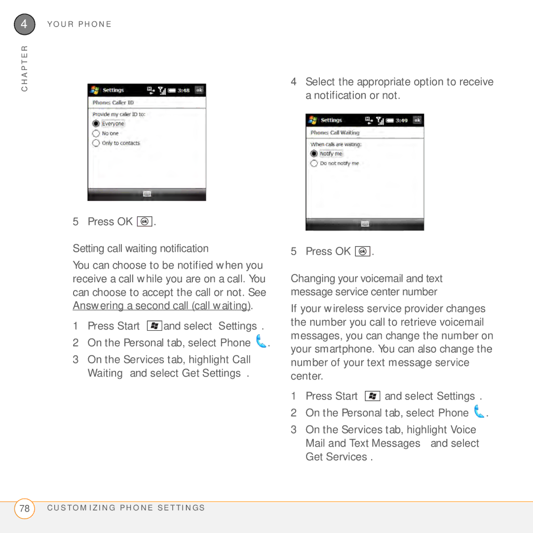 Palm PMG0501000P manual Setting call waiting notification 