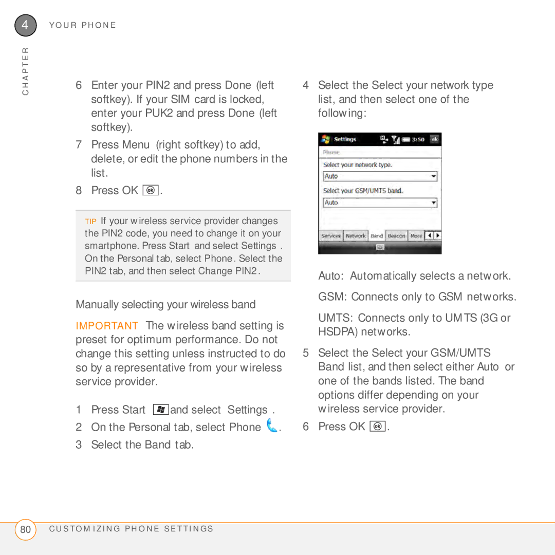 Palm PMG0501000P manual Manually selecting your wireless band 