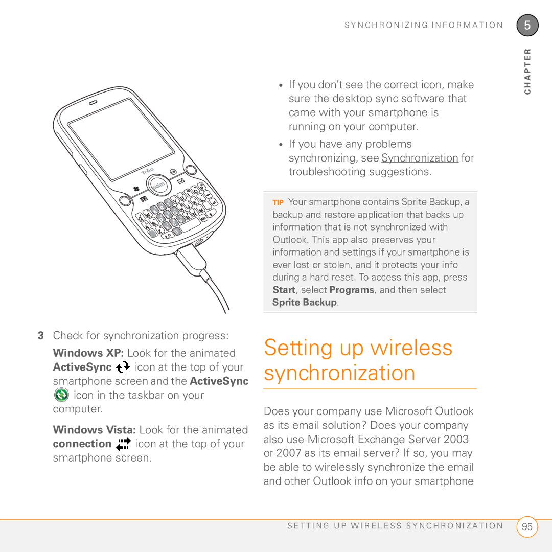 Palm PMG0501000P manual Setting up wireless synchronization 