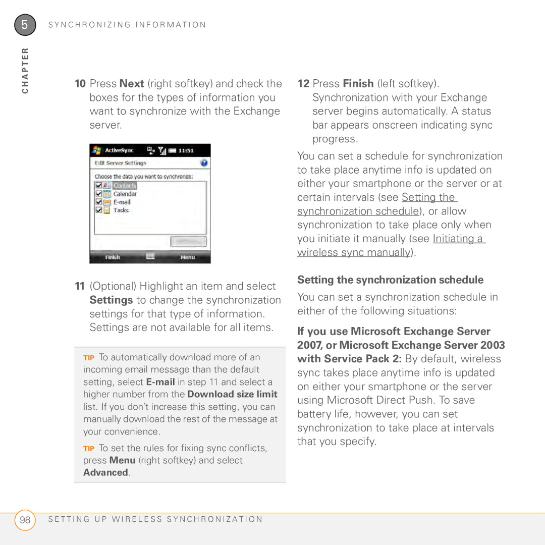 Palm PMG0501000P manual Settings are not available for all items, Setting the synchronization schedule 