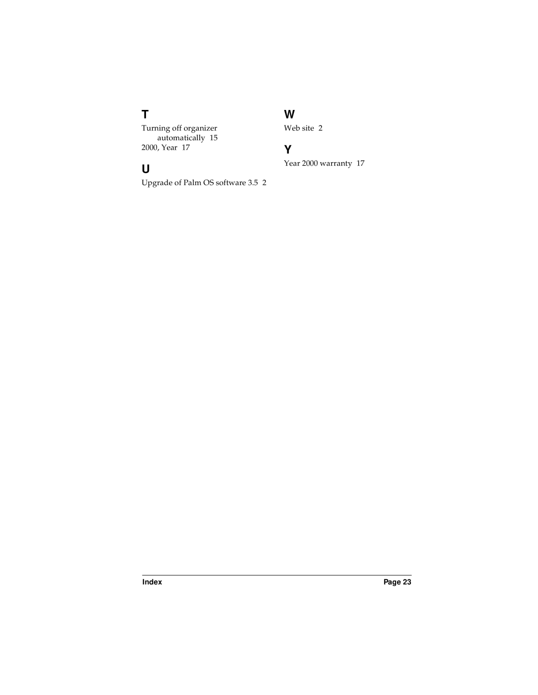 Palm P/N: 405-1695 manual Index 