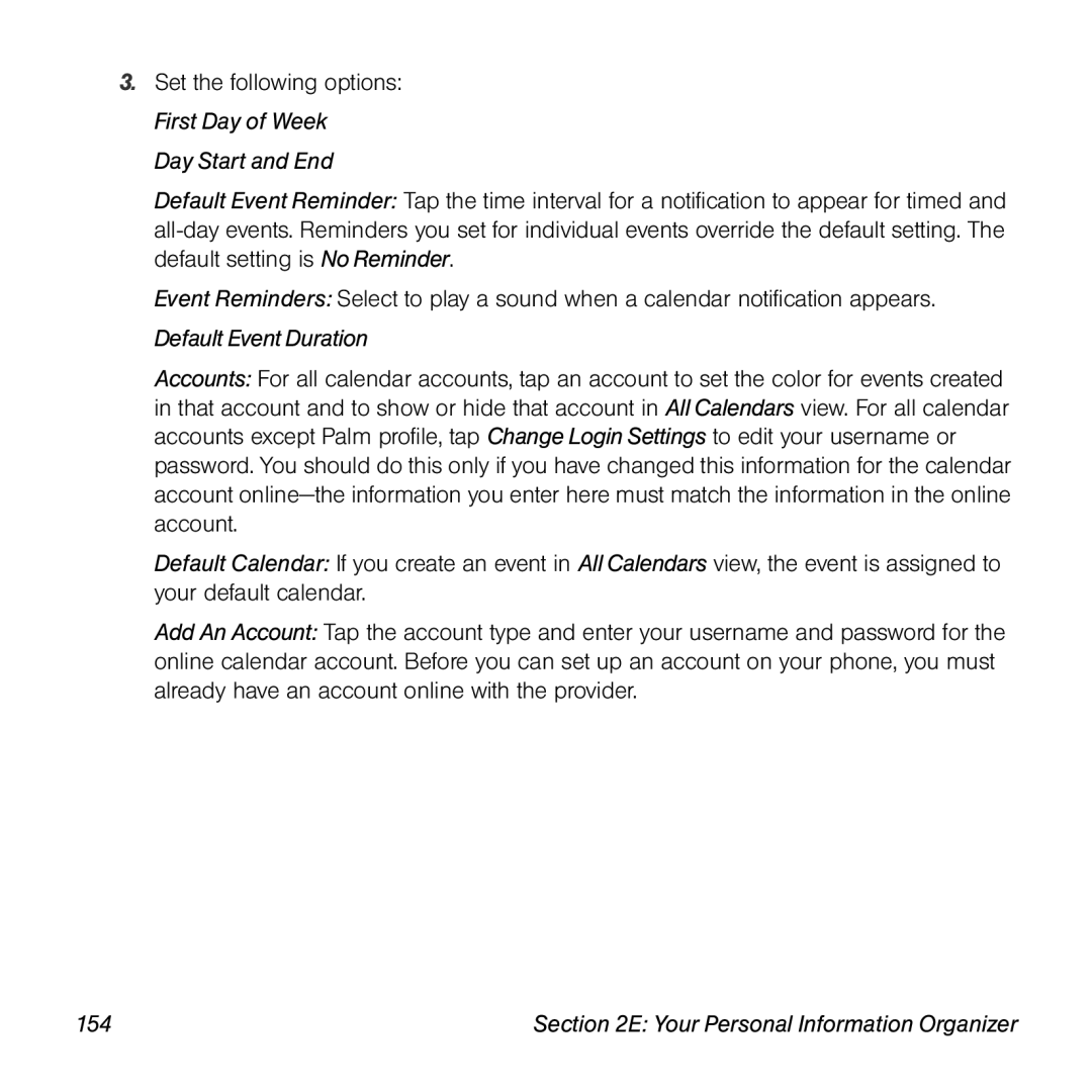 Palm Pre manual Day Start and End, 154 