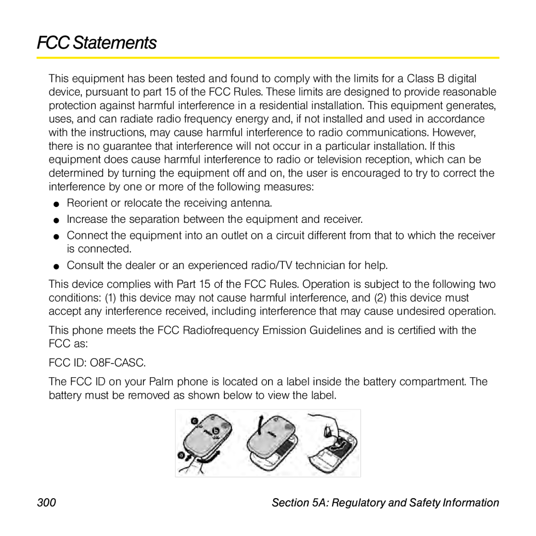 Palm Pre manual FCC Statements, Regulatory and Safety Information 