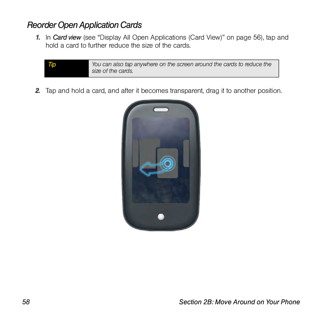 Palm Pre manual Reorder OpenApplication Cards 