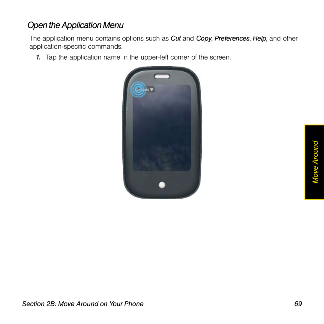 Palm Pre manual Openthe Application Menu 